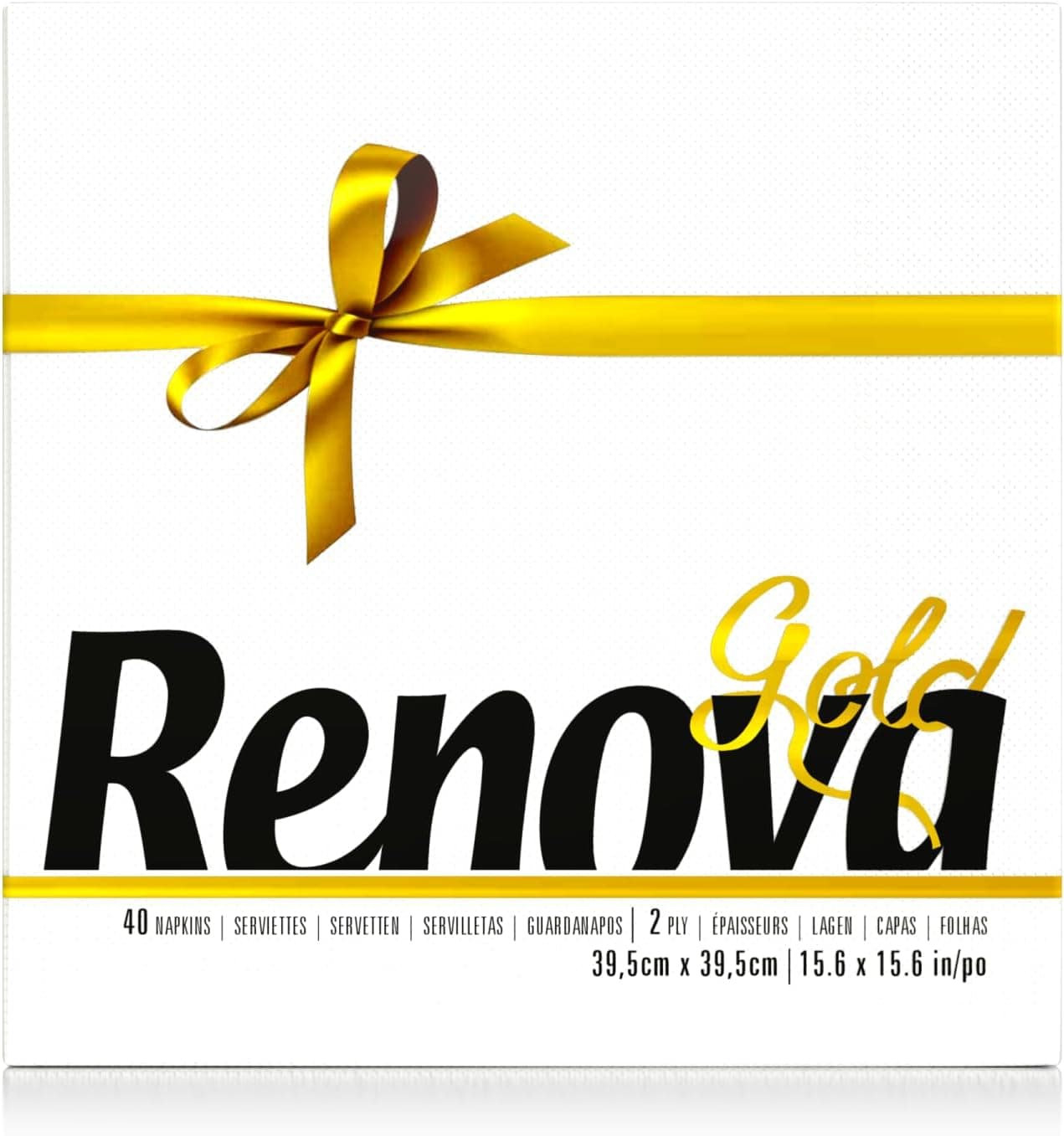 Renova Gold | Guardanapos brancos premium de 2 folhas, caixa com 40 unidades