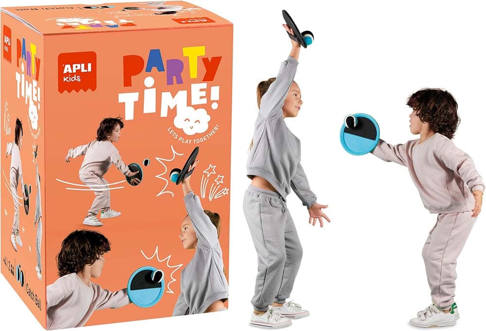 APLI Kids 19562 - Jogo Catch Ball de lançamento e receção de nylon, conjunto de pratos e bola para crianças, ideal para brincar ao ar livre