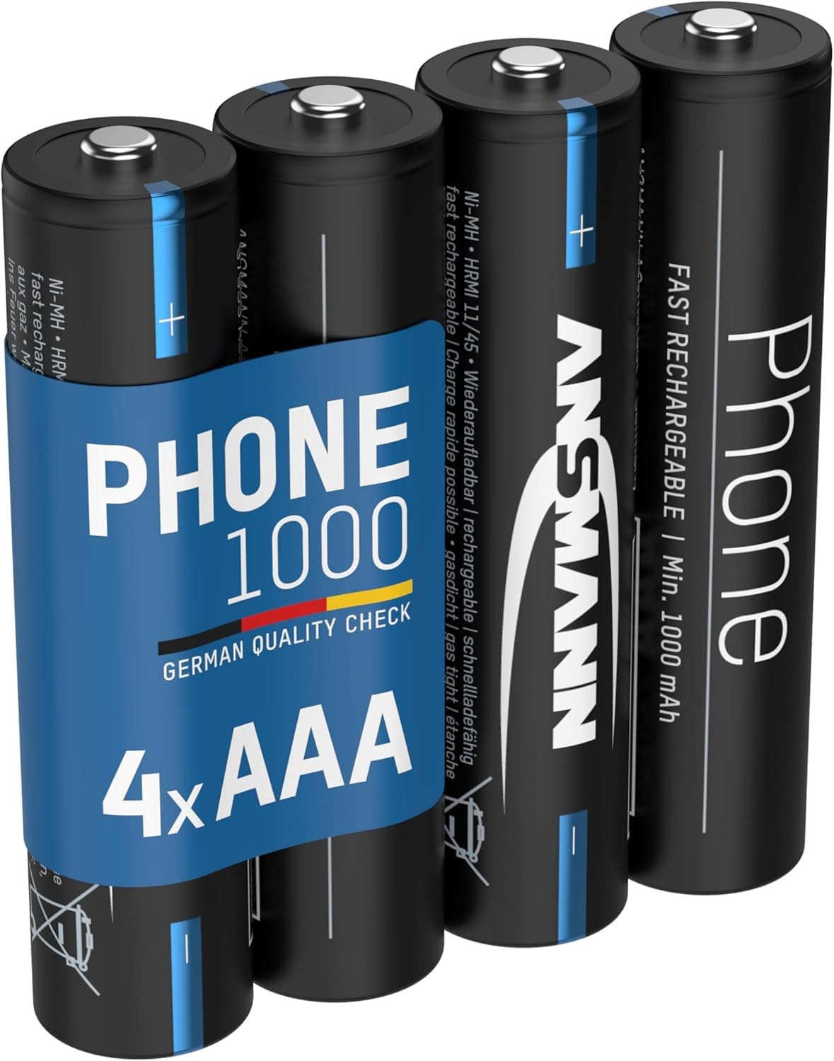 ANSMANN Pilhas AAA recarregáveis, 1000 mAh, NiMH, 1,2 V, 4 unidades