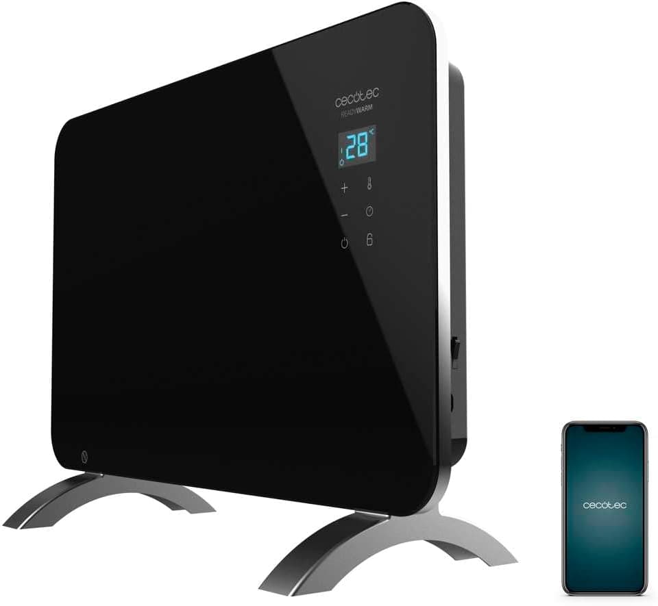 Cecotec Ready Warm 6670 Crystal Connection | Radiador elétrico de baixo consumo com Wi-Fi e termóstato ajustável 1000 W
