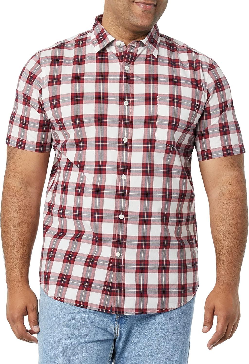 Amazon Essentials Camisa de veludo de manga curta e ajuste ajustado para homem