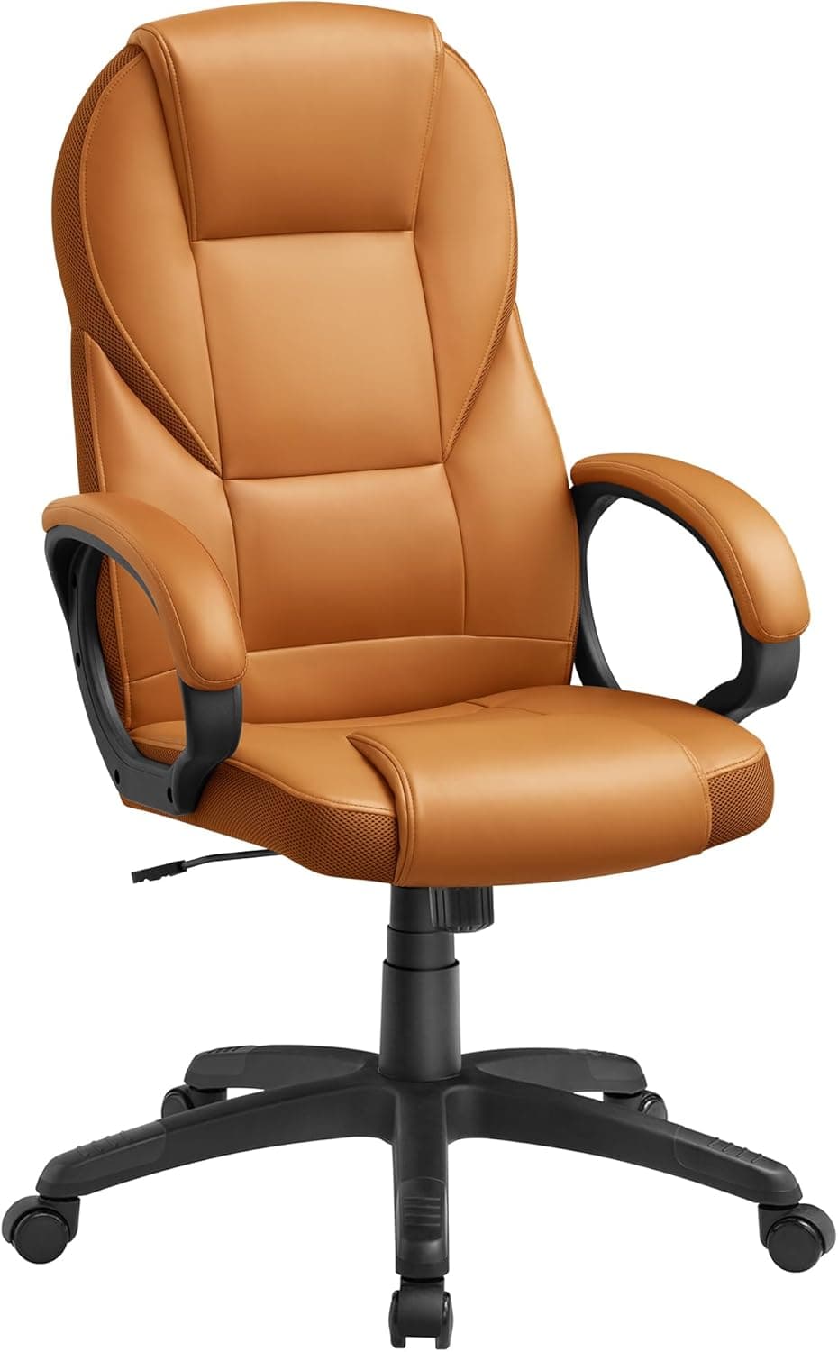 SONGMICS OBG022K01 | Cadeira de escritório ergonómica com altura ajustável e rodas em castanho caramelo