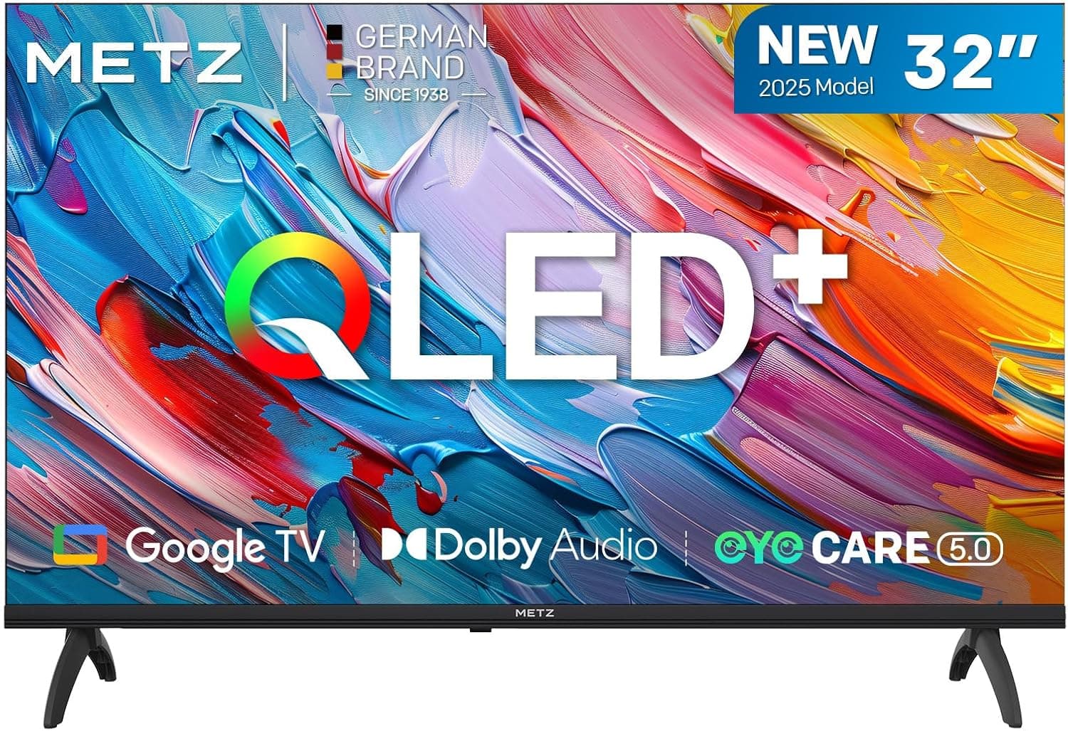 Metz 32MQF7000Z, TV Smart de 32 polegadas, QLED TV, Google com Google Assistant, HDR10, áudio Dolby, Bluetooth 5.1, preto (DVB-T/T2/S/S2/C ATV, Ci+) 2025