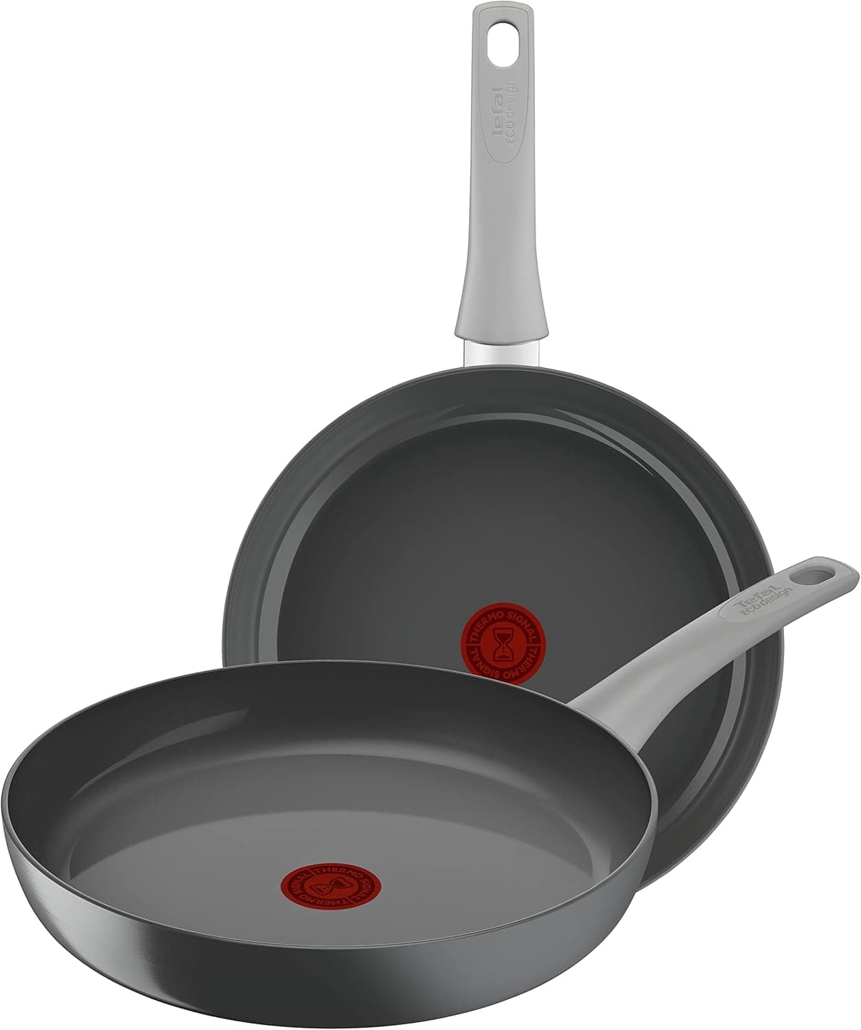 Tefal Renew On Conjunto de 2 frigideiras de 24/28 cm, de alumínio 100% reciclado, revestimento antiaderente cerâmico sem PFOA, sinal térmico, embalagem 90% reciclada, saudável, para todas as cozinhas