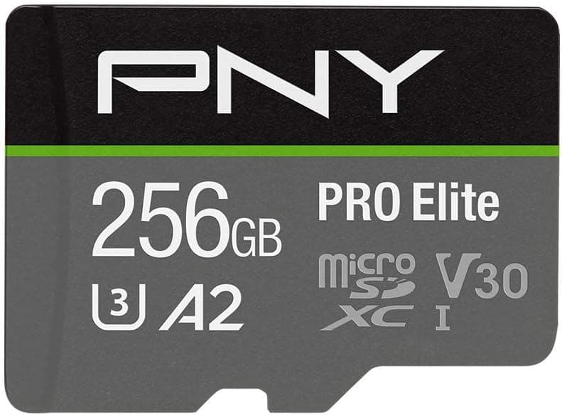 PNY Cartão de memória microSDXC Pro Elite 256 GB adaptador SD, classe 10 UHS-I, U3, V30 para vídeo de 4K, A2 App Performance, até 100 MB/s de velocidade de leitura