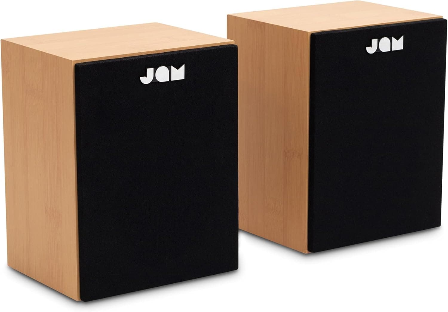 JAM Altifalantes para estantes - altifalantes com fios com entradas AUX e RCA, compatíveis com gira-discos e leitores de vinil, altifalantes ativos, amplificação integrada, madeira