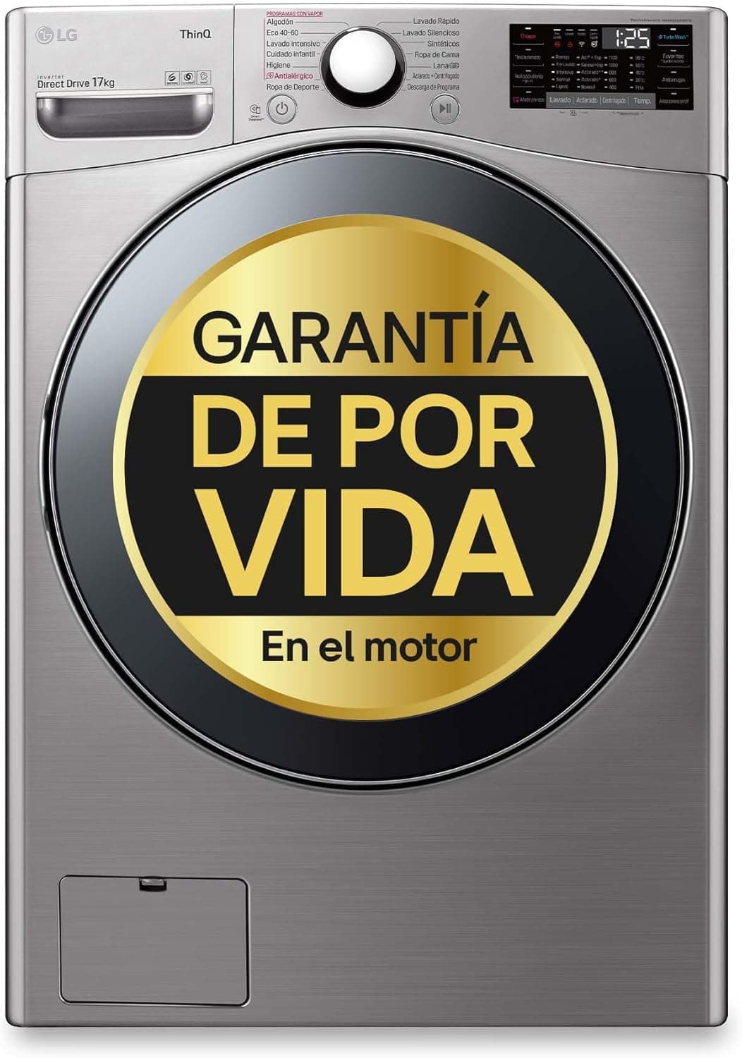 LG F1P1CY2T Máquina de lavar Inverter direto Drive, 17 kg, A++, 1100 rpm, série XXX, cor inox anti-impressões