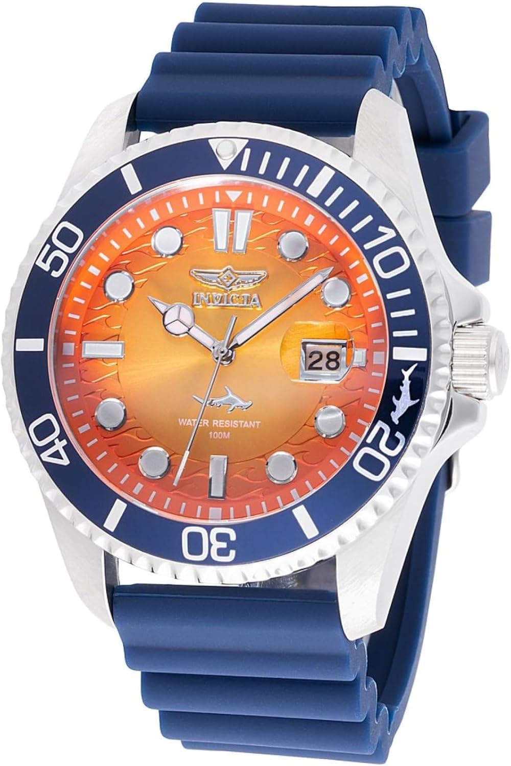 Invicta Pro Diver 47169 | Relógio analógico masculino em aço inoxidável com mostrador laranja e movimento quartzo