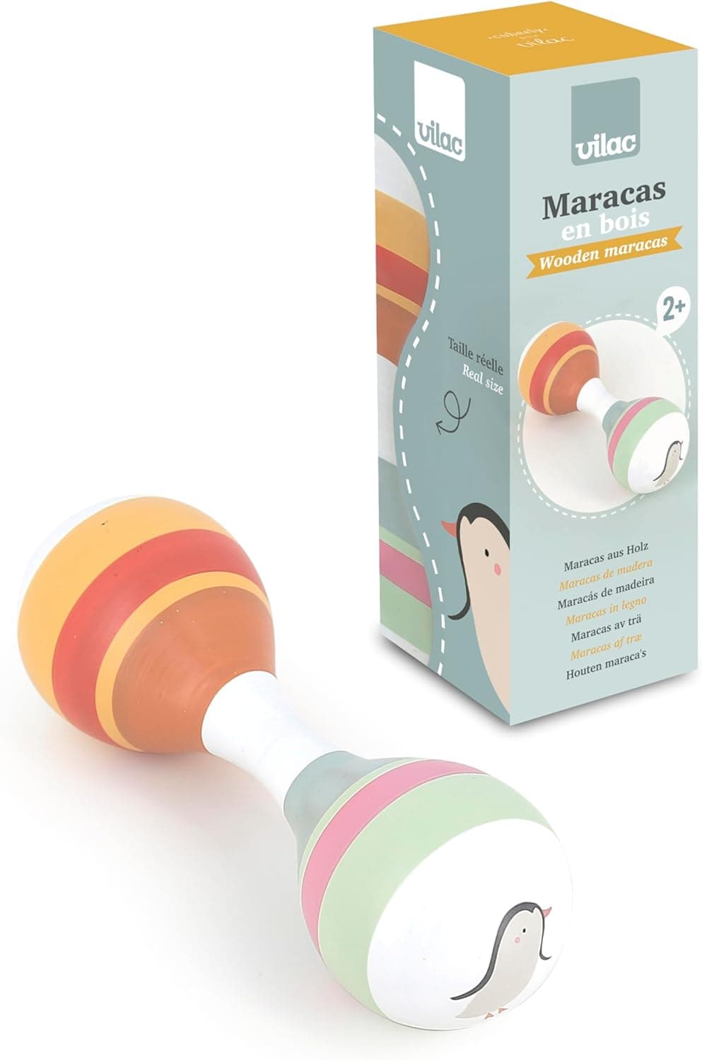 Vilac Animaux du Monde 7110 | Maraca musical de madeira para crianças a partir dos 3 anos