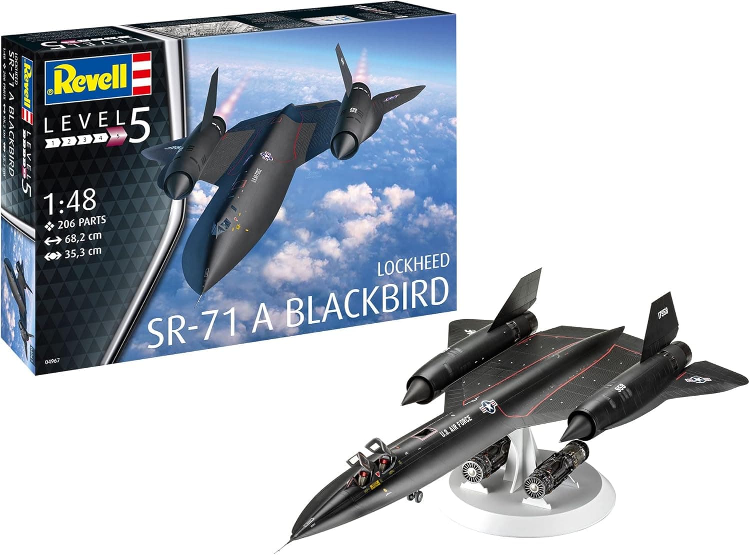 Revell 04967 Lockheed SR-71 Blackbird - Conjunto de modelos em escala 1:48, sem envernizar
