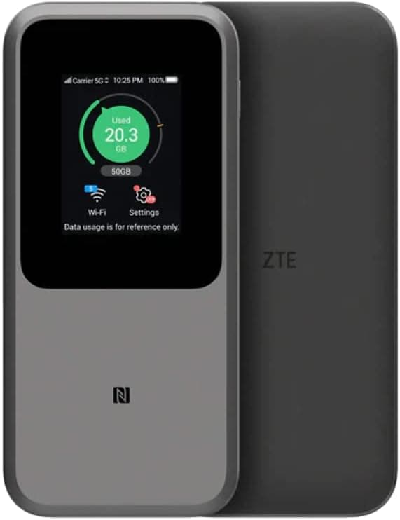 ZTE MU5120 – o ponto de acesso Wi-Fi 5G portátil mais potente, bateria enorme de 10000 mAh, carregamento reverso de 18 W, NFC, ecrã táctil de 2,4 polegadas, liga 64 dispositivos, ranhura SIM
