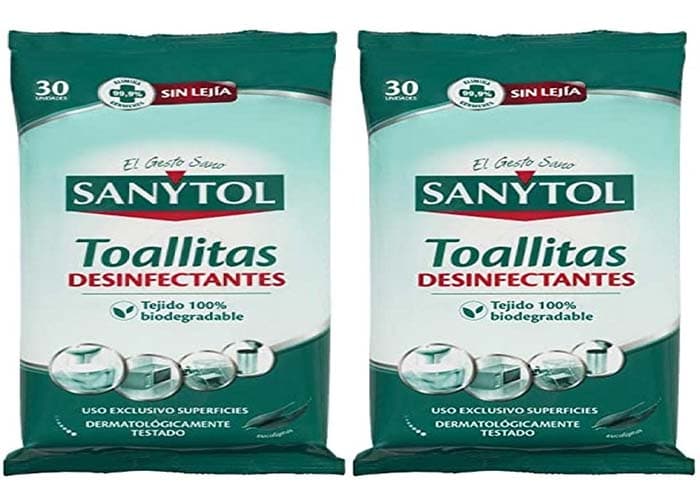 Sanytol Toalhitas desinfetantes multiúsos, pacote de 30, 2 embalagens