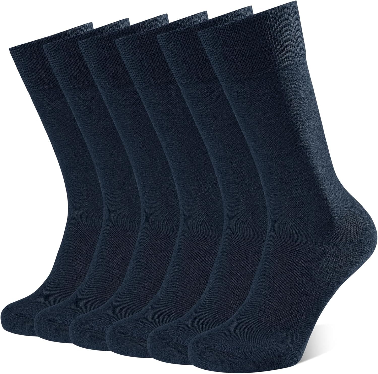 CLOSEMATE 6 pares meias executivas homem altas finas respiráveis longas sem costuras de trabalho elásticas fato vestir algodão pretos