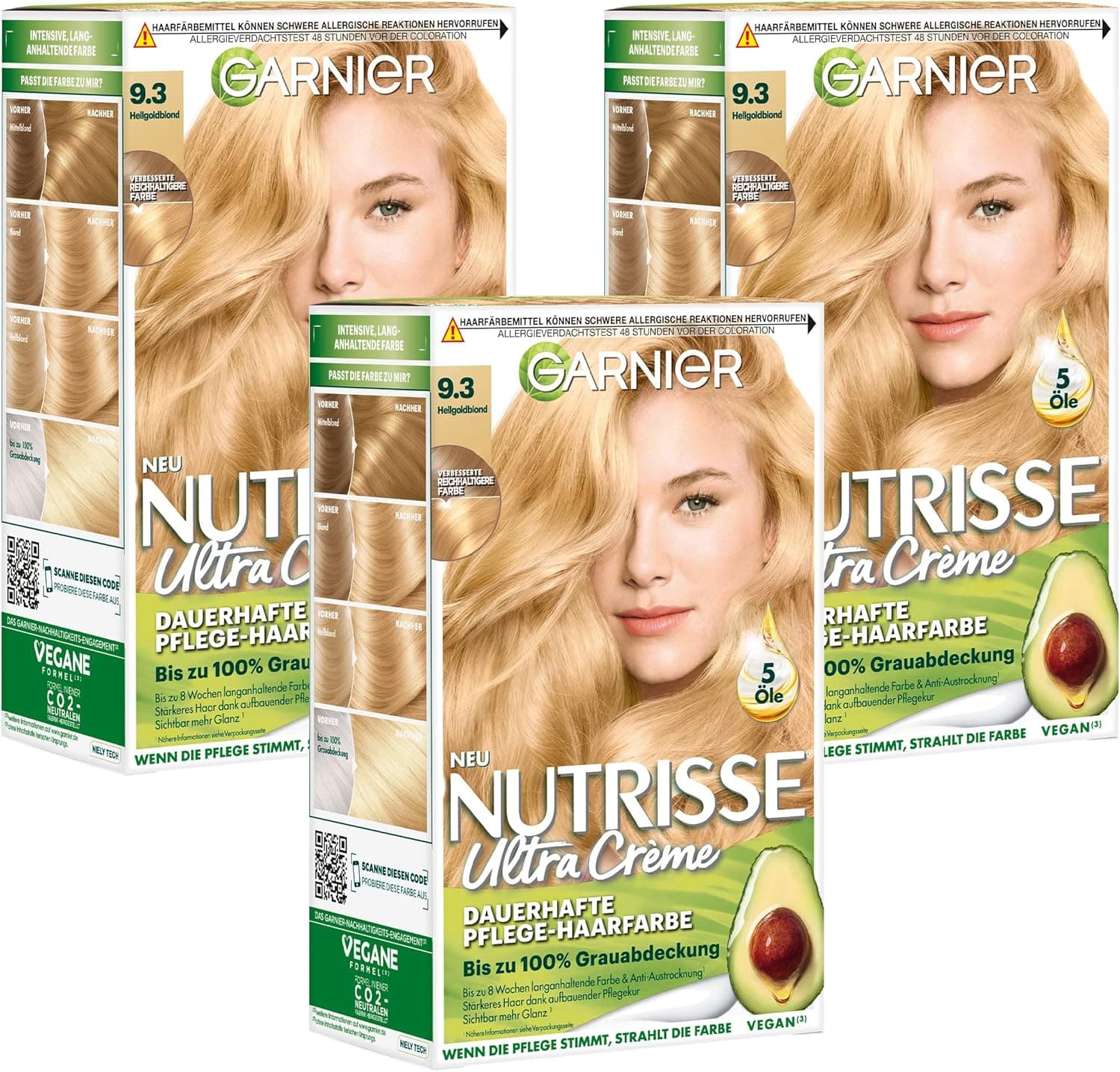 Garnier Nutrisse creme de coloração, luz dourada loira, 3 unidades