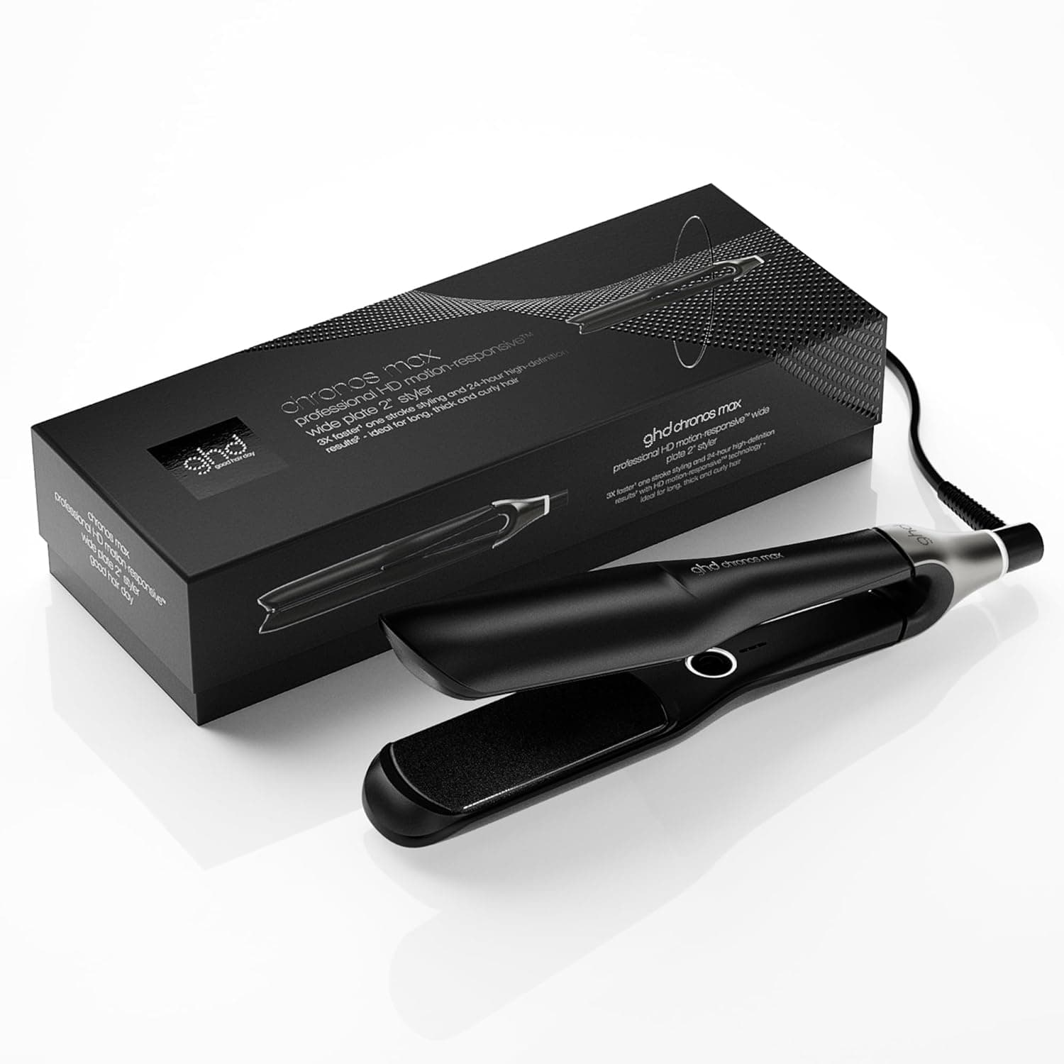 ghd Chronos Max - Ferro de cabelo profissional, Styler com placas 85% mais largas, penteado 3x vezes mais rápido, mais brilho, sem danos causados pelo calor extremo