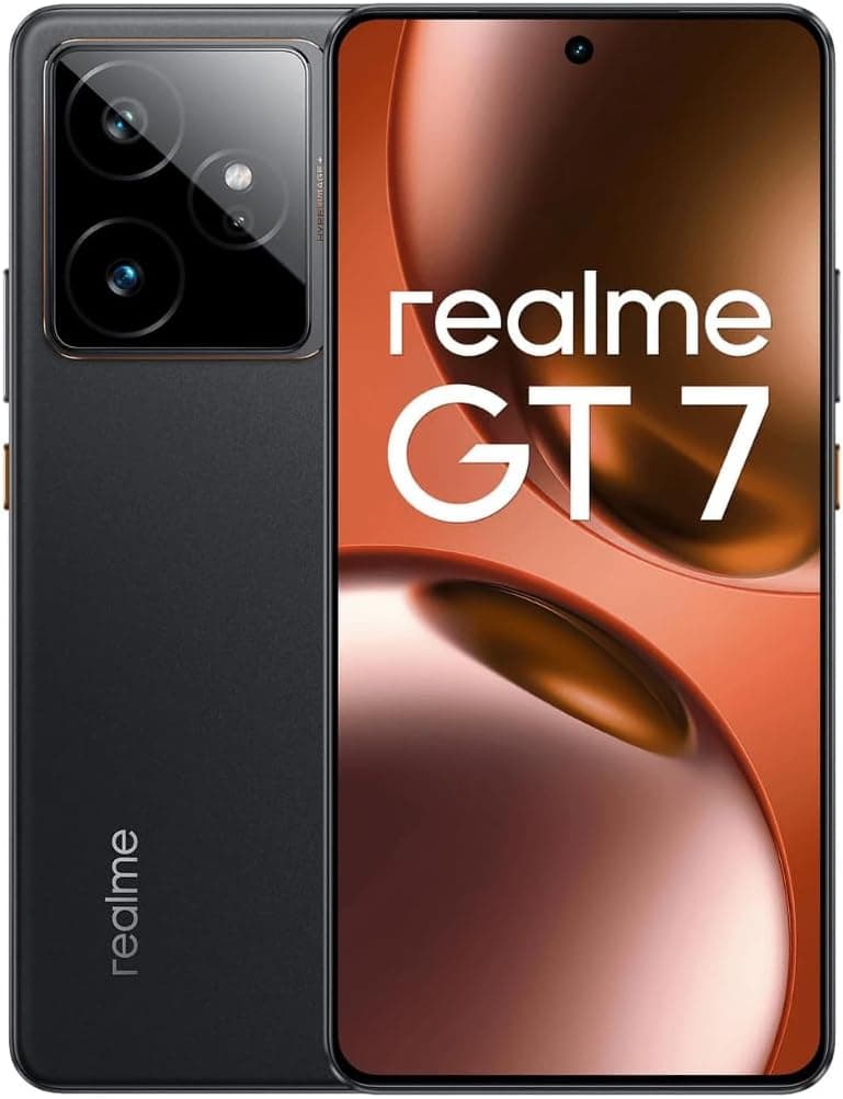 realme GT7 5G Smartphone, 12 + 512 GB, bateria 7000 mAh, carregamento de 120 W, processador Dimensity 9400e, IMX906 50 MP câmera, AI Planner, ecrã Pro-Esports 6000 nits120Hz, IP69, Preto