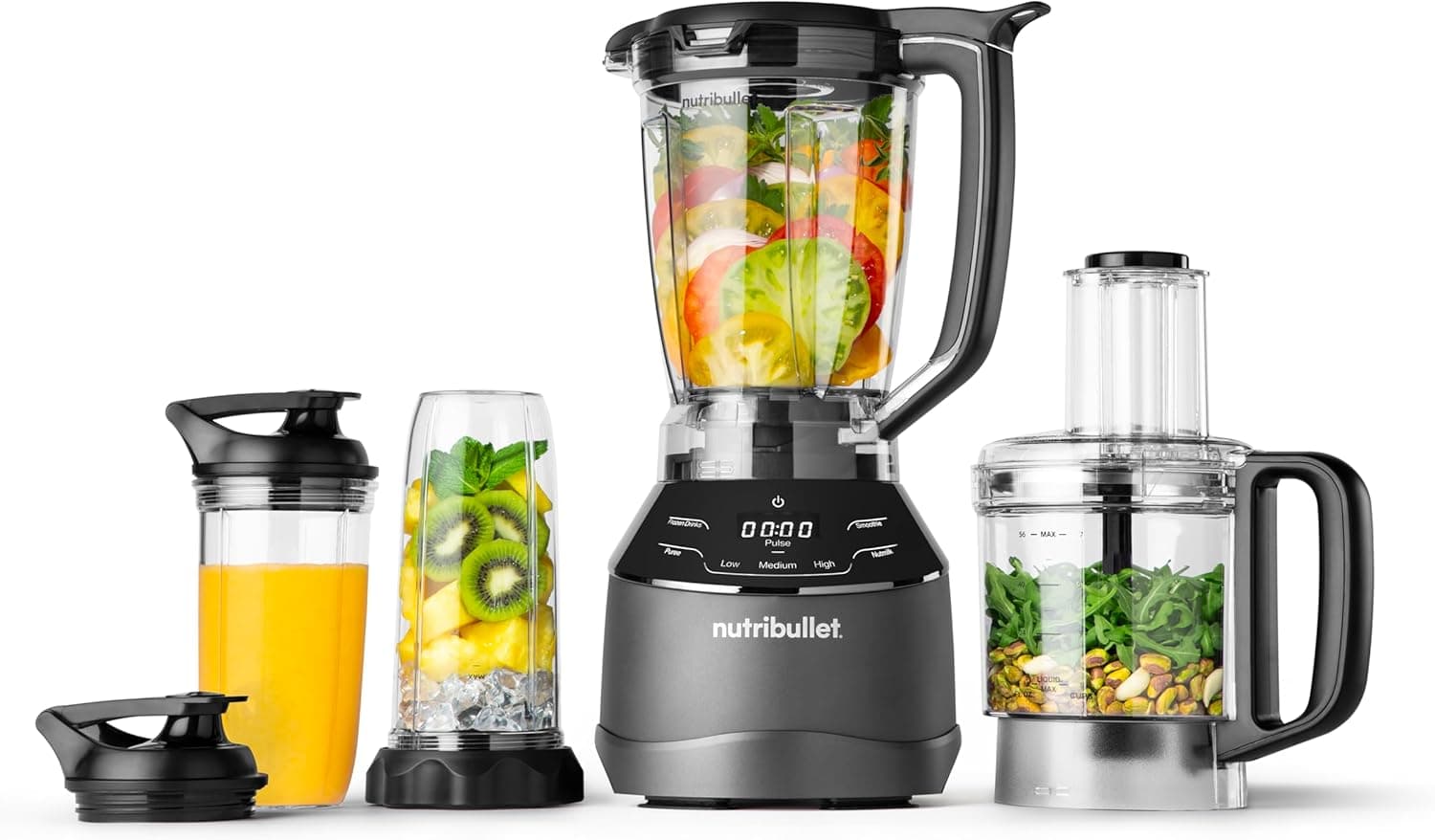nutribullet Triplo Prep System, batedeira elétrica, batedeira profissional multifuncional, 1500 watts de potência, 3 eletrodomésticos, preto, NBF580B