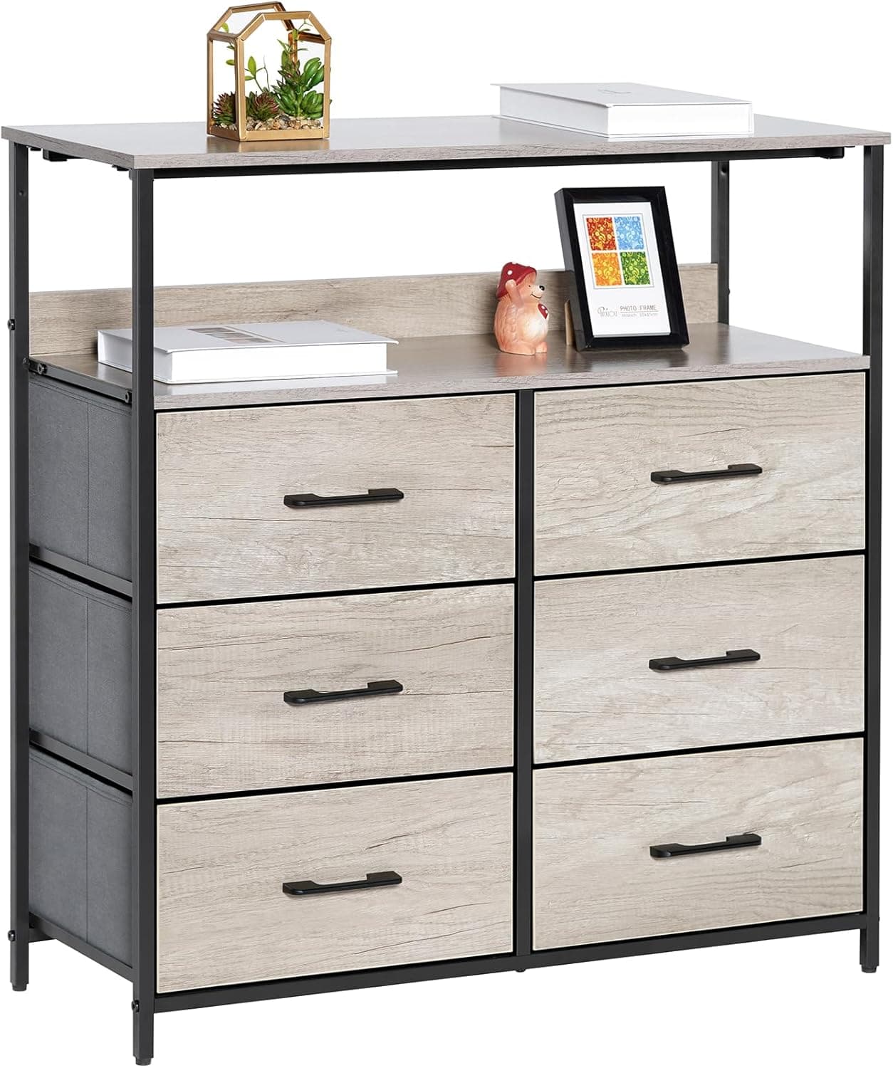 LYNCOHOME armário com 6 gavetas de tecido, móveis de quarto, confortável com 6 gavetas, gaveta para cozinha, escritório, corredor