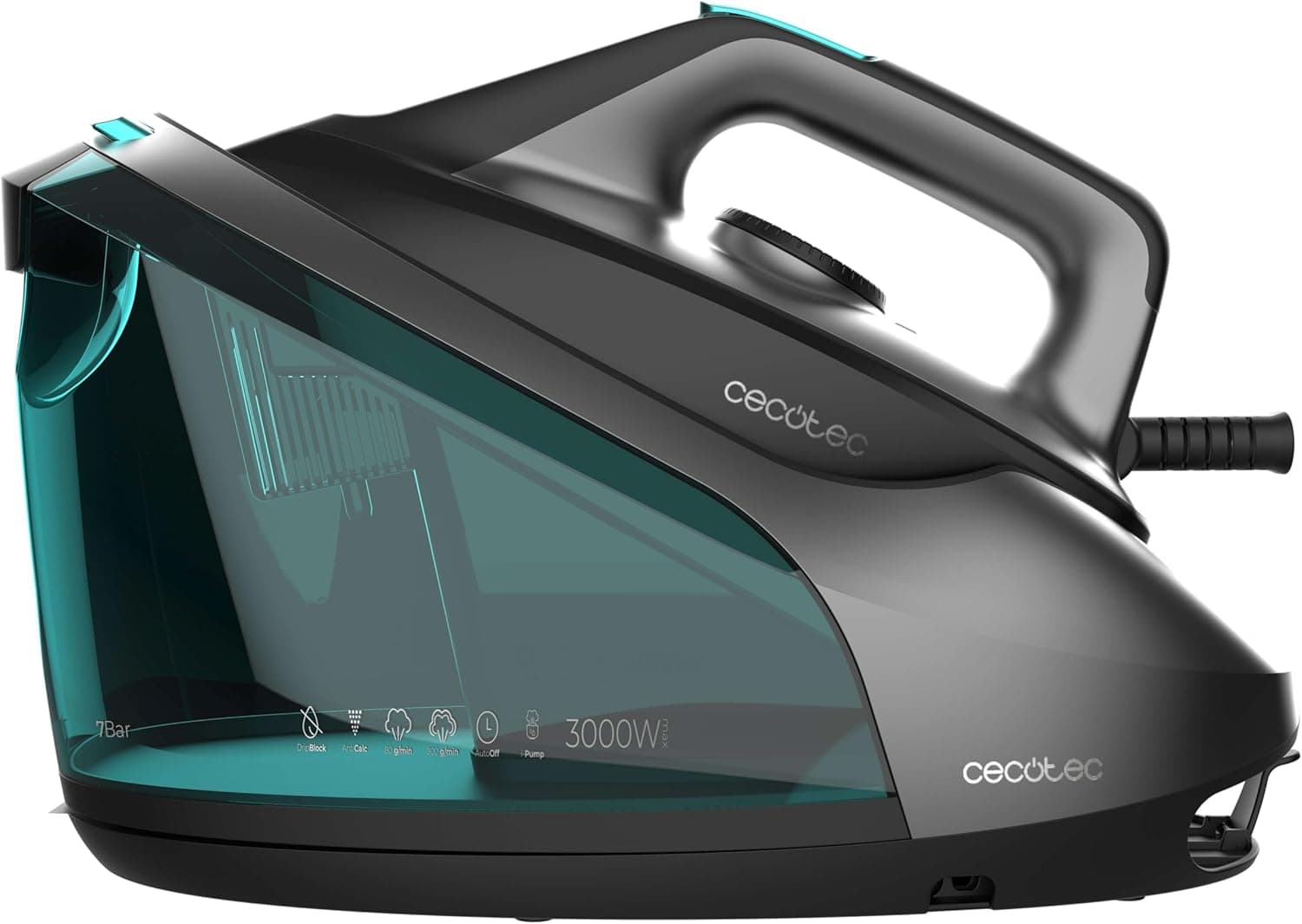 Cecotec Centro de passar horizontal IronHero 3000 Station. 3000W, 7 bares, sola de cerâmica ultra-deslizante, golpe de vapor 400 g/min, 140 g/min de vapor contínuo, anti-gotejamento e auto-limpeza