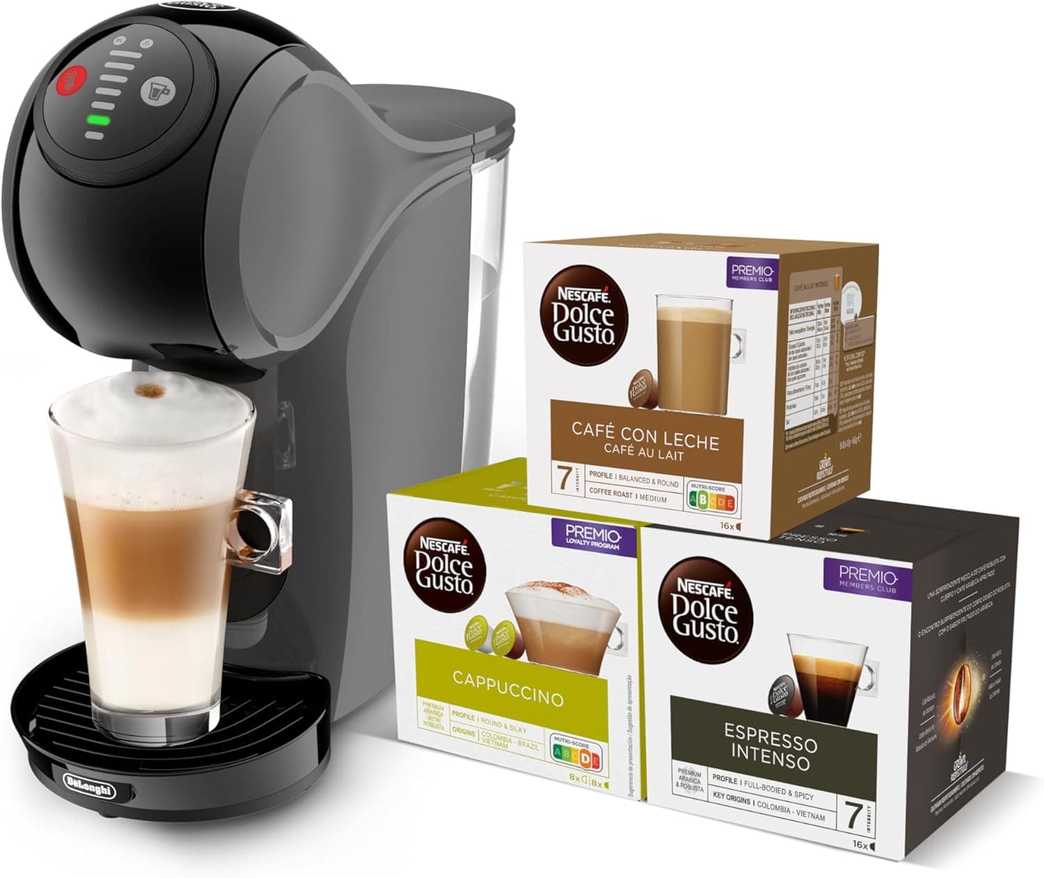 NESCAFÉ DOLCE GUSTO Genio S EDG226.A, máquina de café em cápsulas, inclui 3 embalagens de cápsulas, design compacto, tamanho de bebida ajustável, depósito de água removível de 0,8 l, 1600 W, cinzento