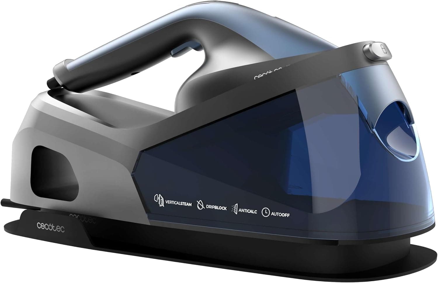 Cecotec Centro de passar roupa vertical IronHero V-2400 Station. 2400 W, Sola de cerâmica Turbo Slide, depósito de 1,2 l, 3 modos, fluxo de vapor de 180 g/min, golpe de vapor 370 g/min, ecrã LED,