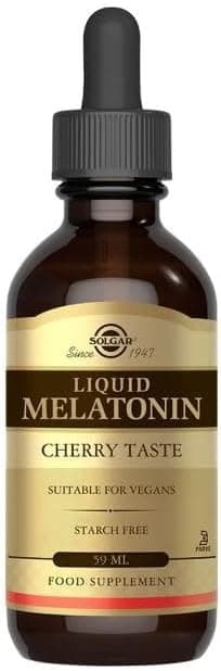 Solgar Melatonina líquida com sabor cerejeira, ajuda a conciliar o sono rapidamente, ao apoiar o descanso, ideal para reduzir o Jet Lag, fornece 1,6 mg por dose diária recomendada, 59 ml