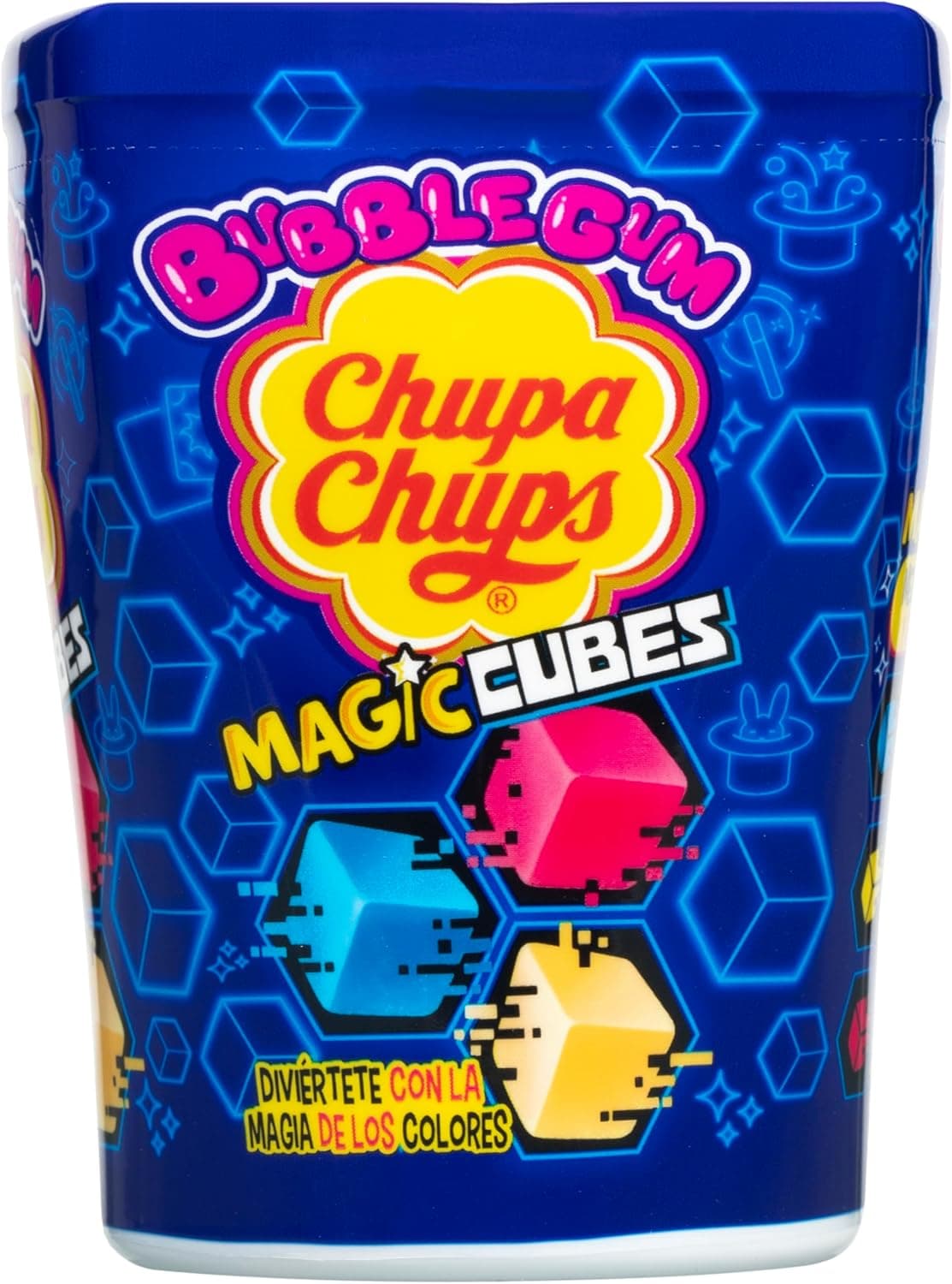 Chupa Chups Magic Cubes Chiclete infantil cubos mágicos multicoloridos, 6 frascos 86 g