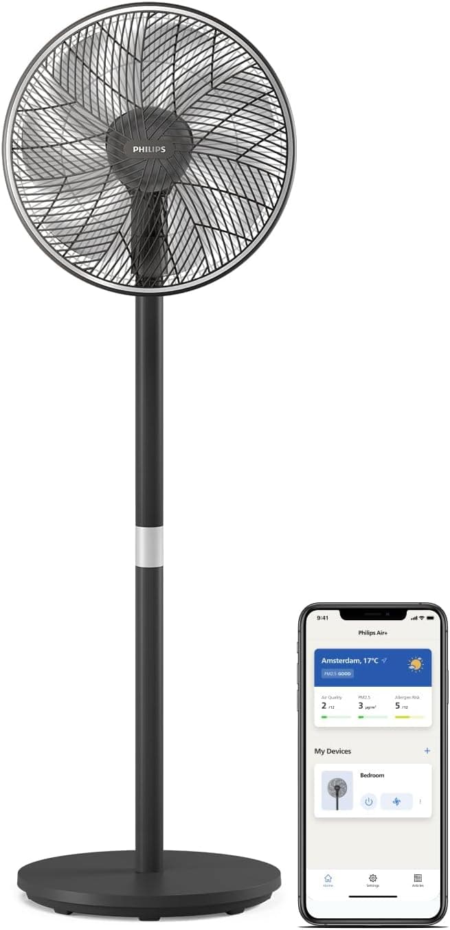 PHILIPS 3000 Series | Ventoinha de pé silenciosa 2 em 1 com controlo por app e temporizador 12 horas
