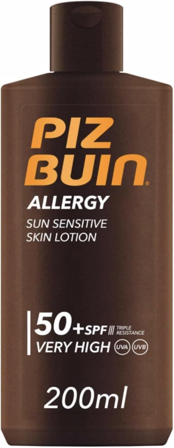 Piz Buin Allergy Sun Sensitive Skin | Loção solar corporal FPS50 para pele sensível, 200 ml