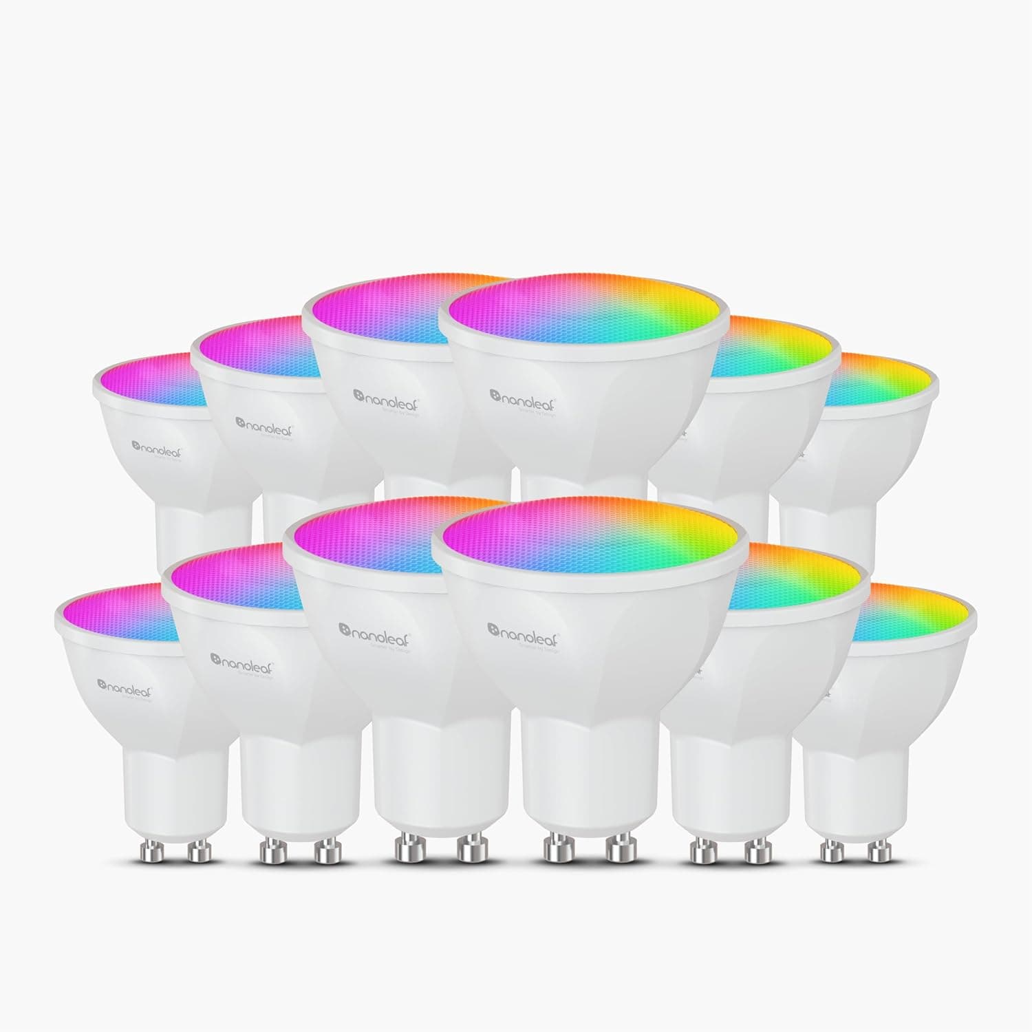 Nanoleaf Matter Essentials 12 lâmpadas LED GU10 RGBW inteligentes e reguláveis, luzes LED de 16 m cores, Matter sobre Thread, Bluetooth, compatível com Google Apple, decoração de quarto e jogos