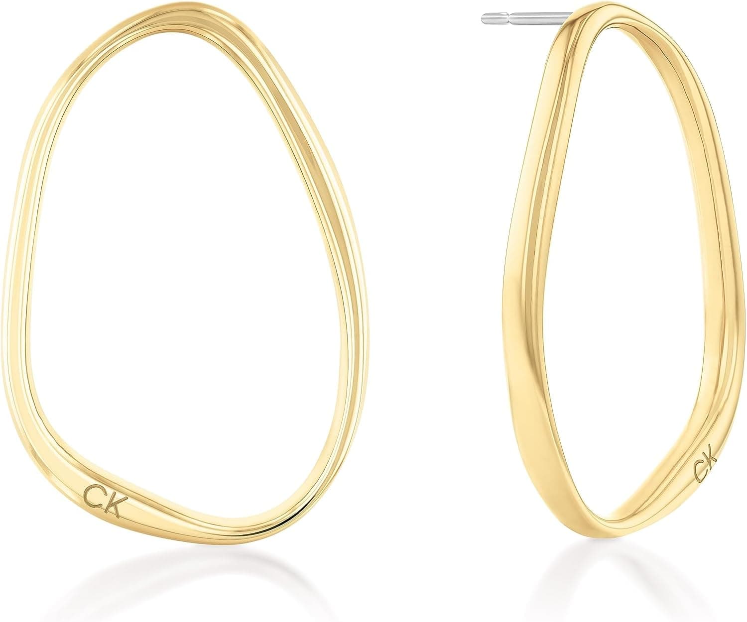 Calvin Klein Brincos de argola para mulher, coleção ELONGATED DROPS, ouro amarelo - 35000451