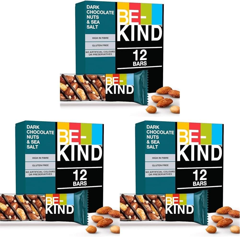 Be-Kind Barrinha de proteínas de amêndoas, caramelo e sal marinho, 12 x 40 g (embalagem de 3)
