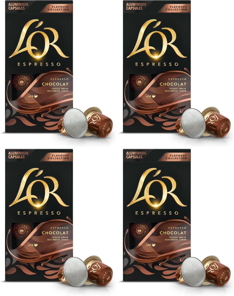 L'OR Espresso café cápsulas chocolate - 10 cápsulas compatíveis Nespresso x 4