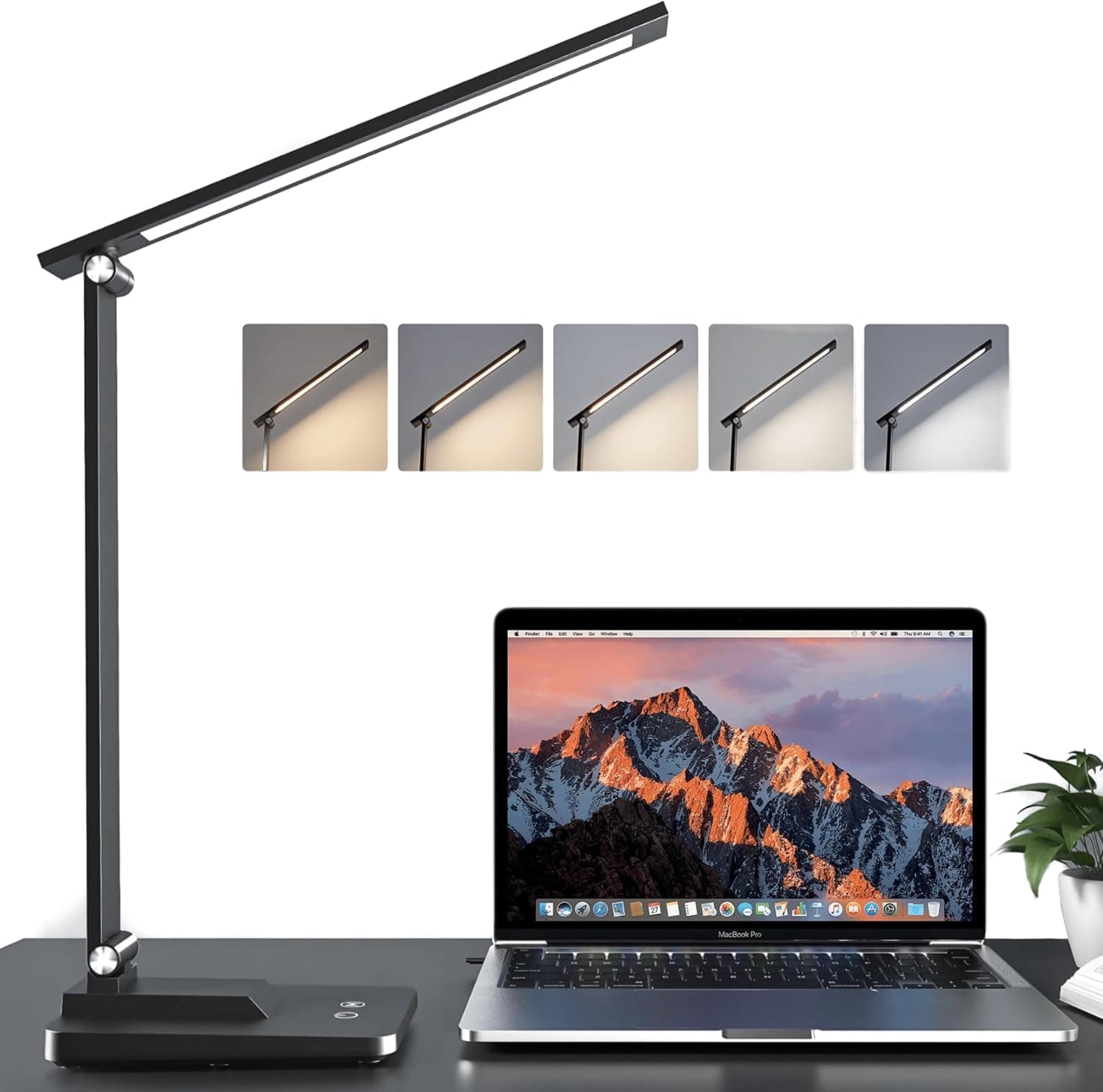 ZIZIS Candeeiro LED de mesa dobrável e ajustável com 15 modos de iluminação, Flexo LED para escritório e mesa, luz de mesa multifuncional