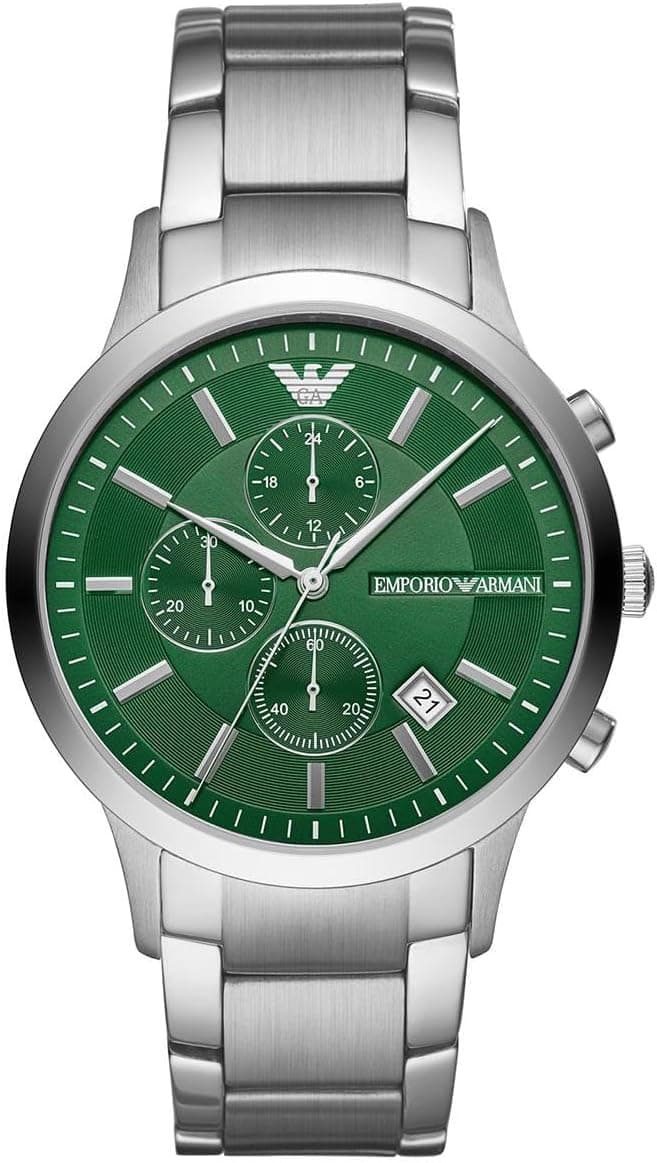 Emporio Armani Relógio analógico para homens de quartzo com correia em aço inoxidável AR11507, Prata, pulseira