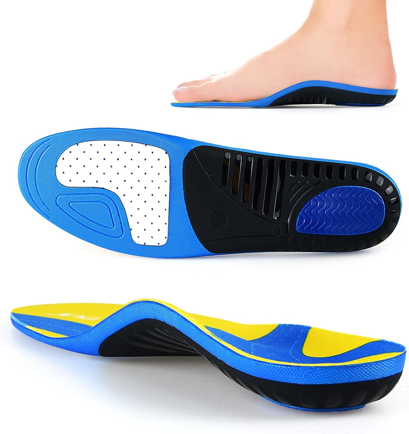 Palmilhas fascite plantar - palmilhas ortopédicas alivia os pés planos, a fascite plantar, a pronação, os arcos caídos e a dor nos pés - amarelo M
