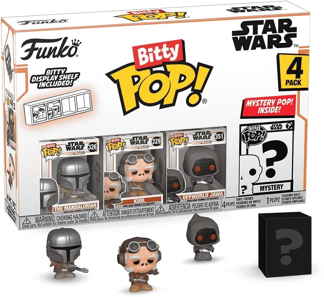 Funko Bitty Pop! : Mandalorian - The Mandalorian ™, Bitty Pop! Kuiil ™, Bitty Pop! OffWorld Jawa ™ e um mistério Bitty Pop! Figura - 0,9 polegadas (2,2 cm) colecionáveis - ideia de presente