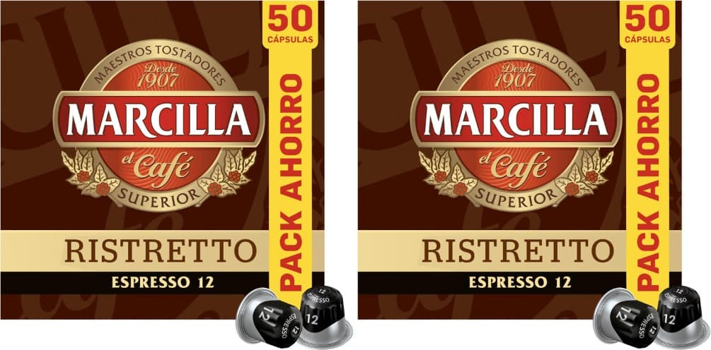 Marcilla Cápsulas de café listretto, intensidade 12, 50 cápsulas compatíveis Nespresso