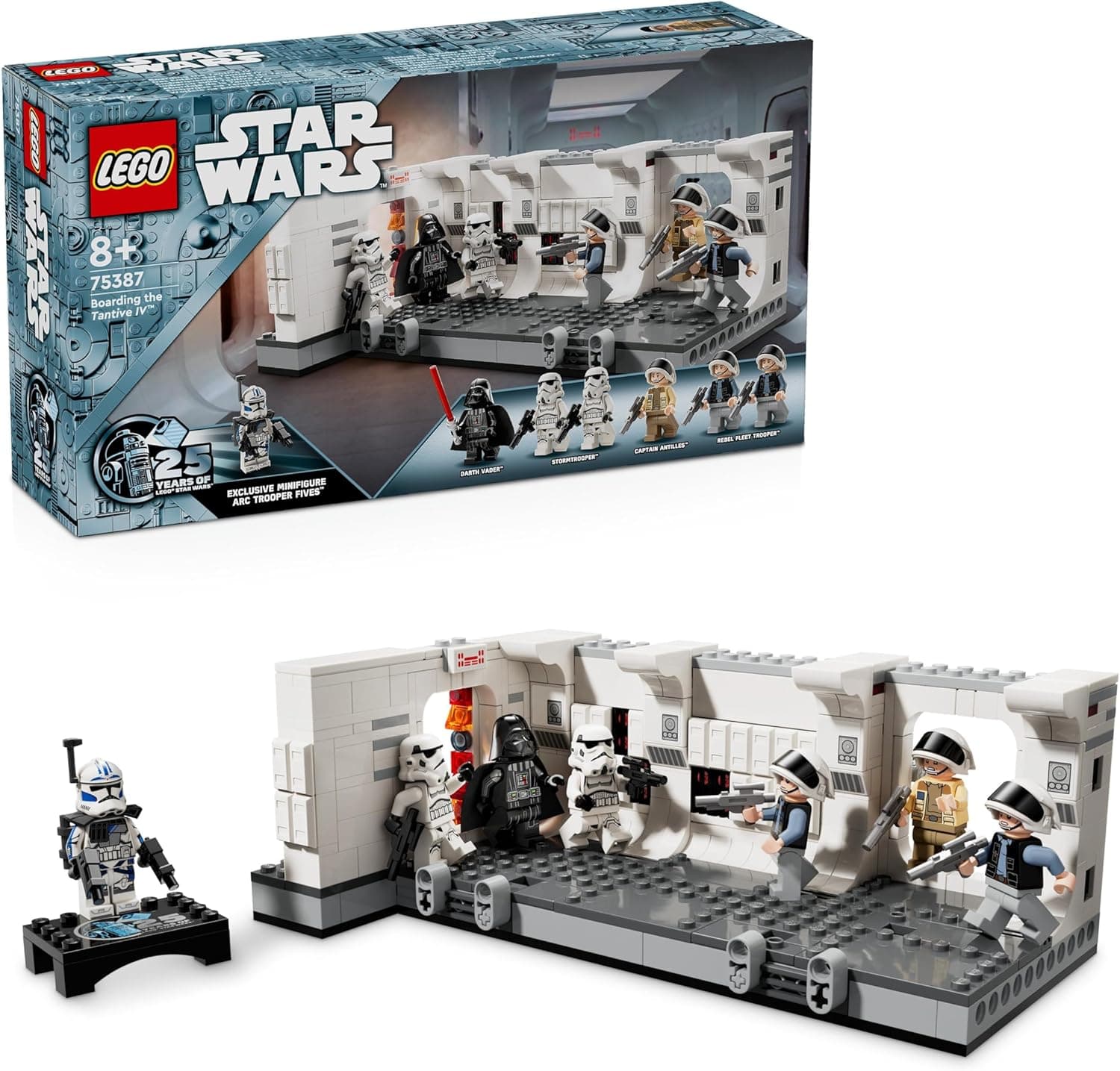 LEGO Star Wars: Uma nova esperança abordagem da Tantive IV brinquedo de construção colecionável com navio estrelar, presente para meninos e meninas de 8 anos ou mais, fãs da saga e colecionadores