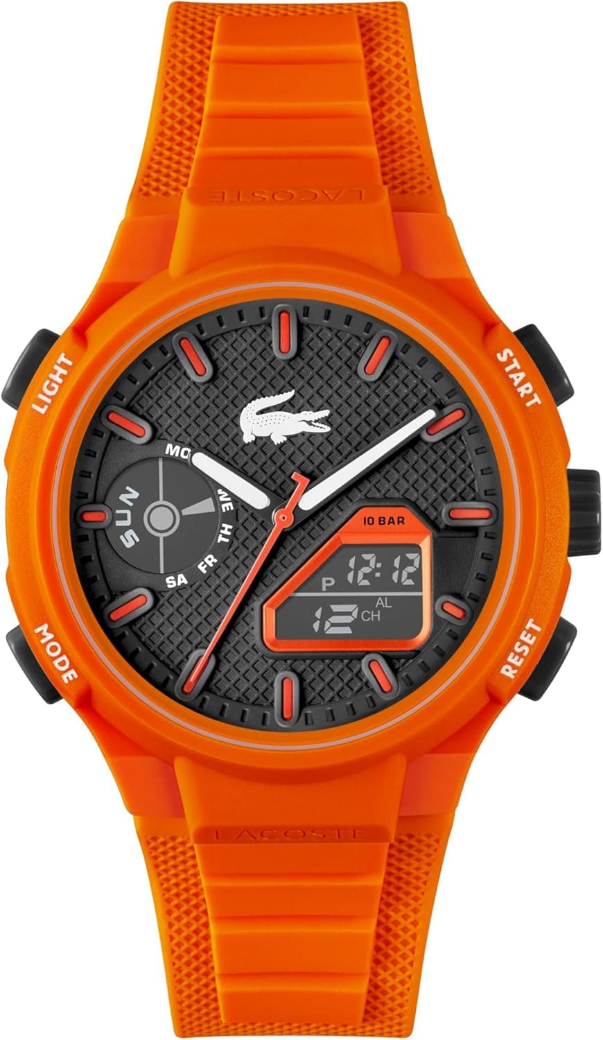 Lacoste Relógio analógico-digital multifuncional de quartzo da coleção LC33 para homens com pulseira de silicone