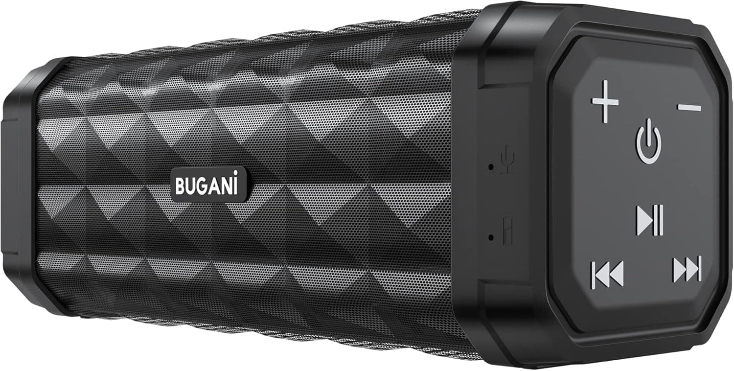BUGANI 5.4 | Coluna Bluetooth portátil 30 W com graves potentes, 30 h de autonomia, IPX5, luzes RGB e emparelhamento TWS