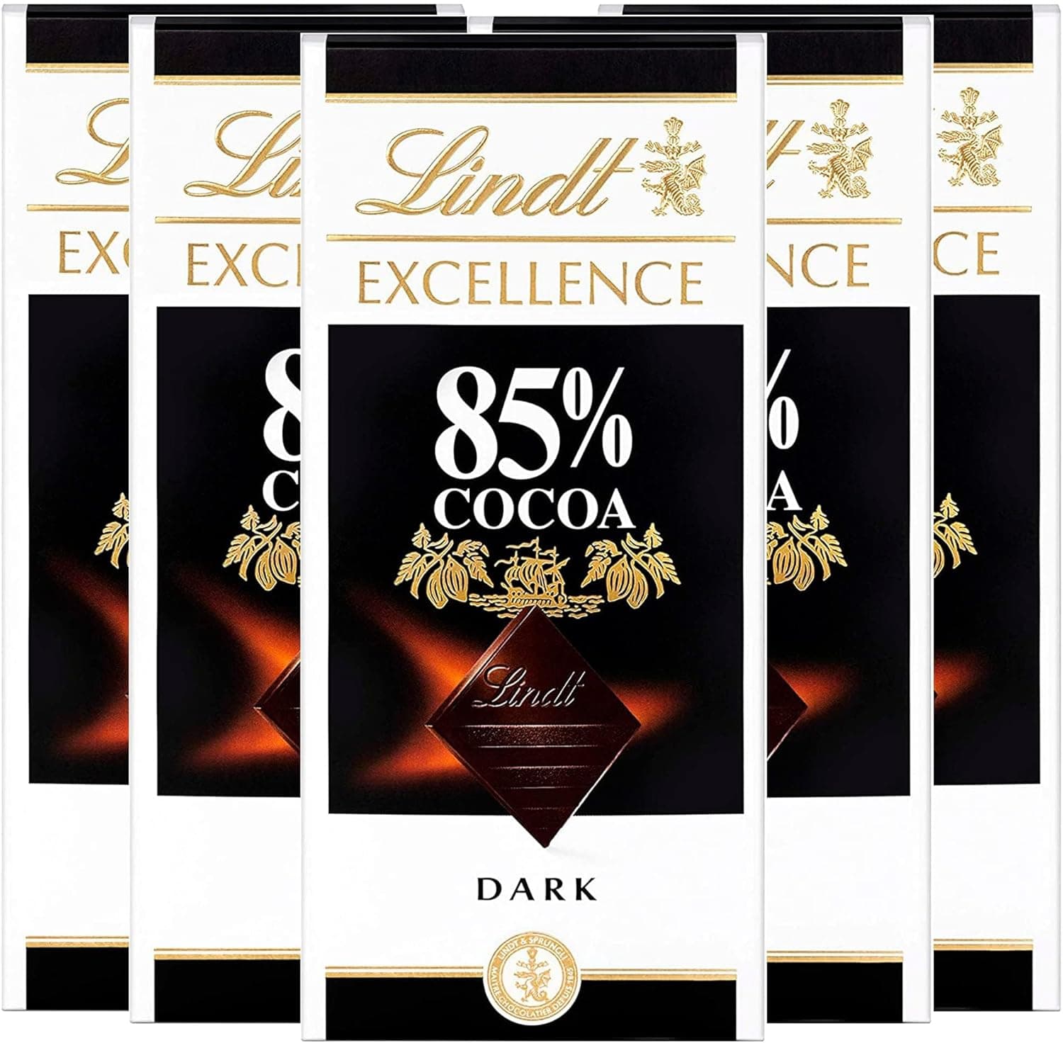 Lindt Chocolate EXCELLENCE 85%, tablet de chocolate puro, chocolate preto aromático, extrafino, delicado e intenso, 100 g, pack de 5 unidades