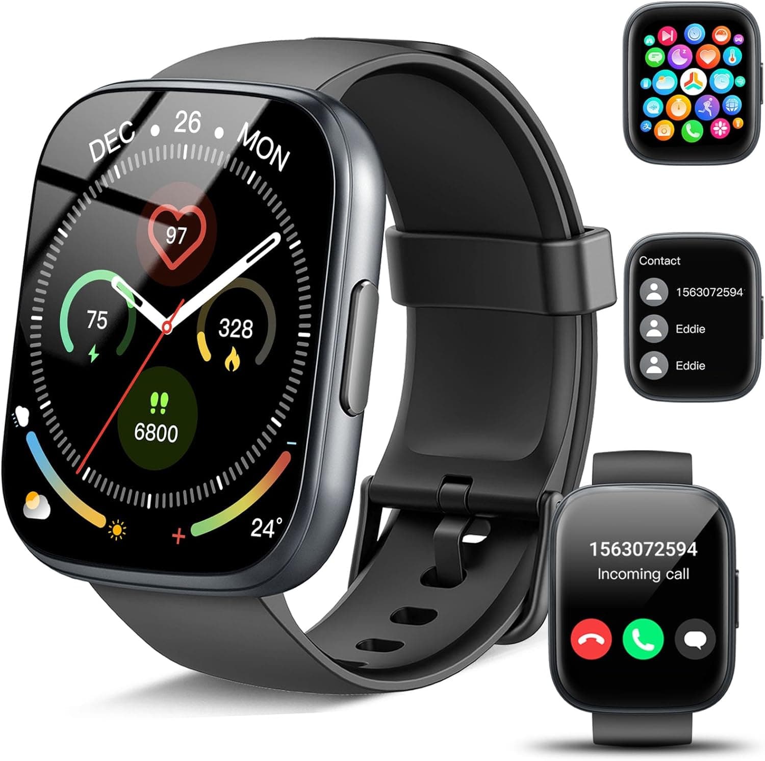 Relógio inteligente homem mulher, 1,95" Smartwatch com chamadas Bluetooth, 110 modos desportivos pulseira atividade com HD ecrã tátil, podómetro, monitor de sono, impermeável IP68 para Android iOS