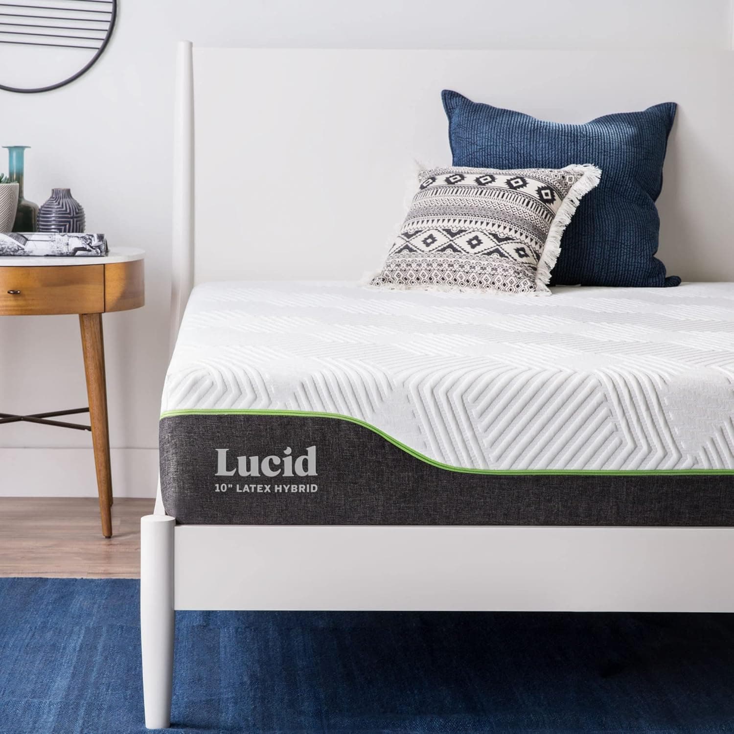 LUCID Colchão híbrido de látex elástico, altura de 25 cm, colchão de espuma viscoelástica com gel, molas em aço respirável, Oeko-Tex, firmeza média, 160 x 190 cm