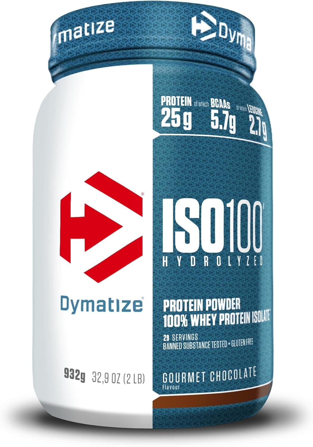 Dymatize ISO 100 Hydrolyzed Gourmet Chocolate 932 g, hidrolisado de proteína de soro Whey + isolado em pó