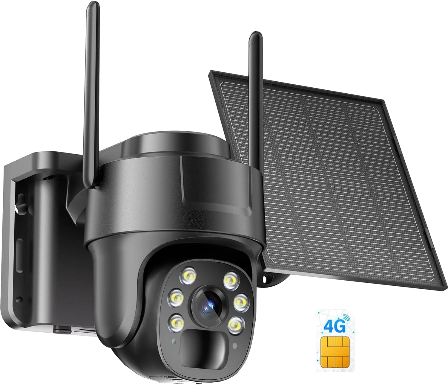 KKB 4G LTE Camara Vigilancia Exterior con Tarjeta SIM, Sin WiFi, 2K Cámara de Vigilancia con Panel Solar Inalámbrica PTZ 355°/90°, Visión Nocturna, Detección Humana PIR, Audio Bidireccional, IP66