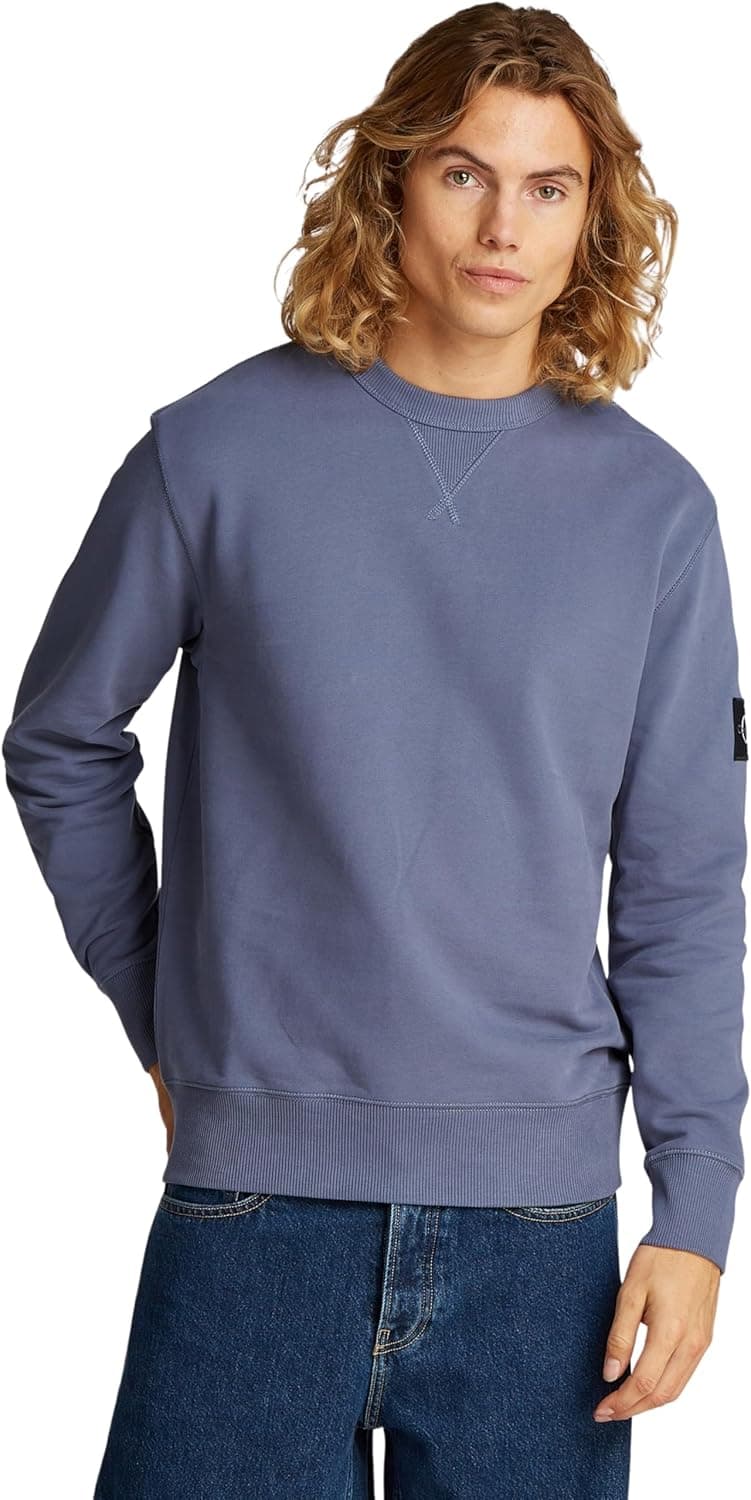 Calvin Klein Camisola Badge Crew Neck de algodão para homem
