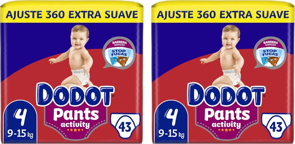 Dodot Activity Pants Fralda-cuecas tamanho 4, 9 kg - 15 kg, 43 fraldas x 2