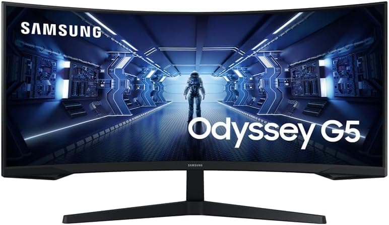 Samsung Odyssey G55T Curved Gaming Monitor de 34", ultra WQHD, 3440 x 1440, 165Hz, 1 ms(G/G), 1000R, AMD Freesync Premium, HDR, preto, LC34G55TWWPXEN