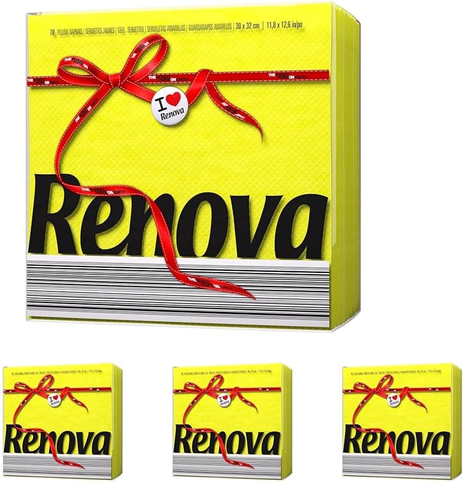 Renova Guardanapos de papel amarelos - 70 guardanapos (embalagem de 4)